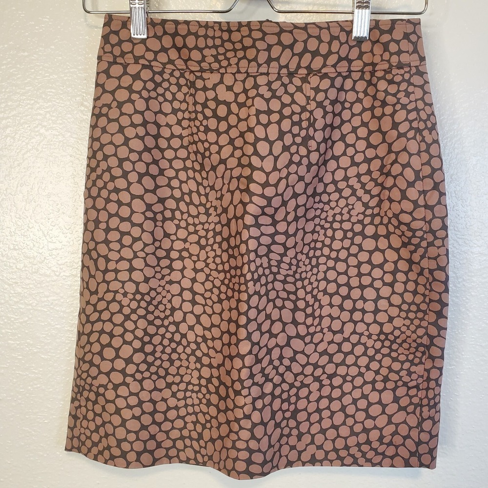 Ann Taylor LOFT Women Skirt Size 0P, 0 Petite Faux‎ Brown Animal Print Lined EUC
